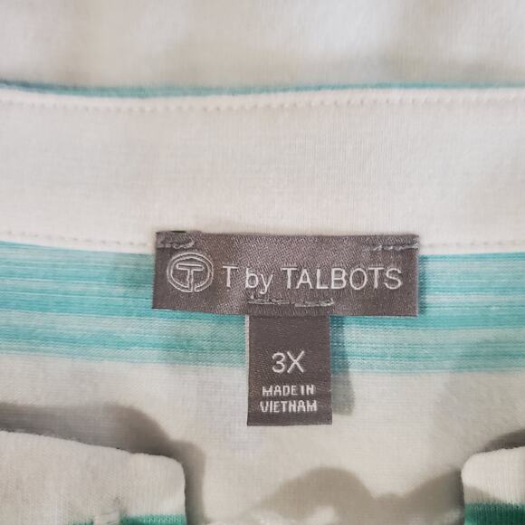 T by Talbots Striped Lace Up Rope Tassel 3/4 Sleeve Pullover Top Plus Size 3X - Picture 7 of 10